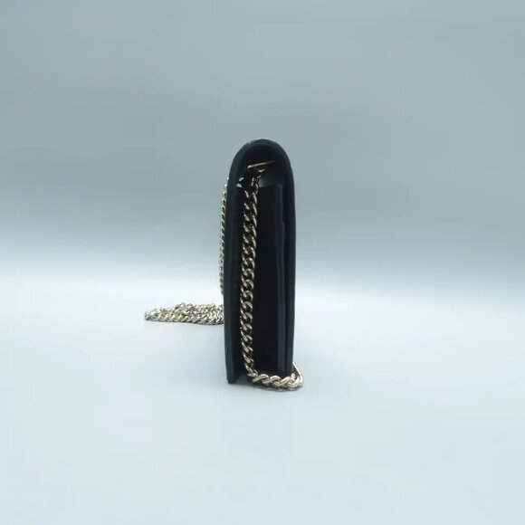 100% Authentic GUCCI Black Wallet on Chain Leather Shoulder Bag 615-11624 - Picture 4 of 12